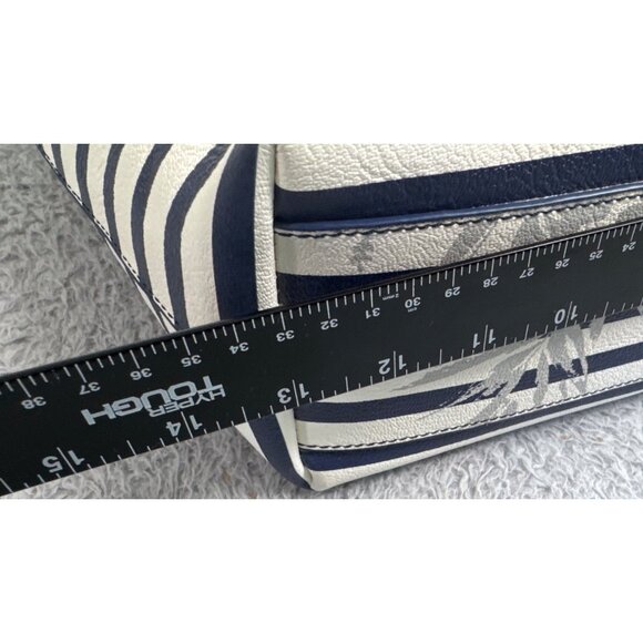 Tommy Bahama Floral Stripe Tote W/Pouch Navy White Faux Leather Travel Beach 90s - Picture 16 of 16